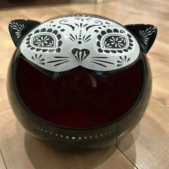Cat Head Candy Bowl Day of The Dead Large Halloween - Picture 2 of 5